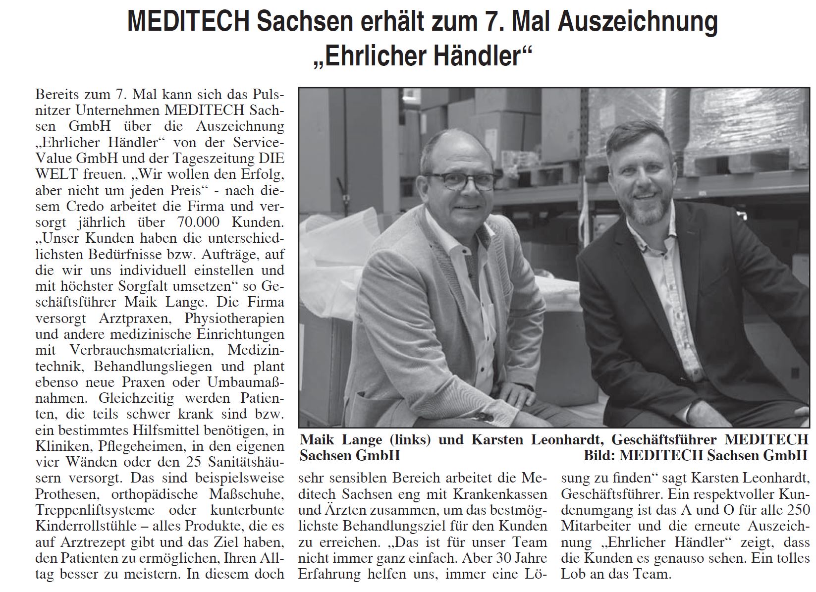 Artikel im Pulsnitzer Anzeiger 08/2021
